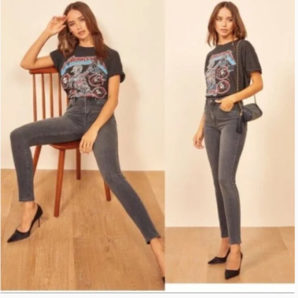 Reformation High and Skinny Jeans Gibson Grey Size 26